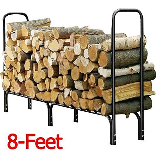 World Pride Heavy Duty Steel Firewood Log Rack Wood Storage Holder Black (8-Feet Outdoor Log Rack) N2