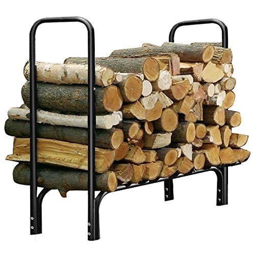 World Pride Heavy Duty Steel Firewood Log Rack Wood Storage Holder Black (8-Feet Outdoor Log Rack) N4