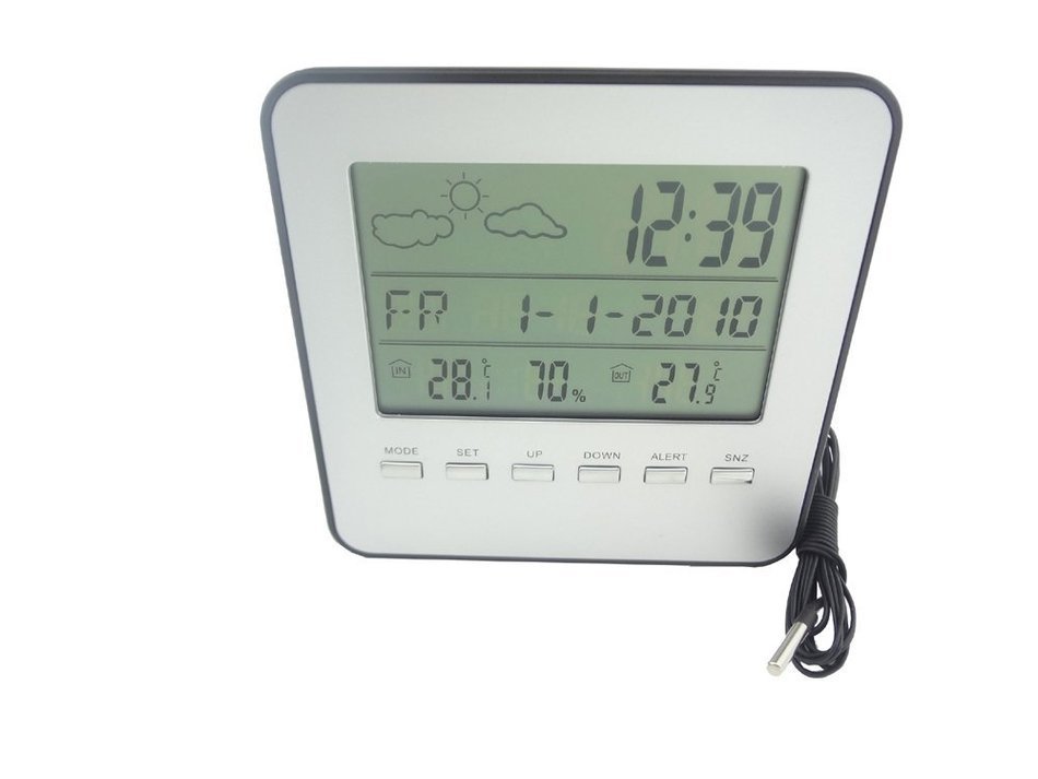 MISOL 1 UNIT of LCD Wired Weather Station indoor/outdoor Temperature Alarm Clock humidity N2