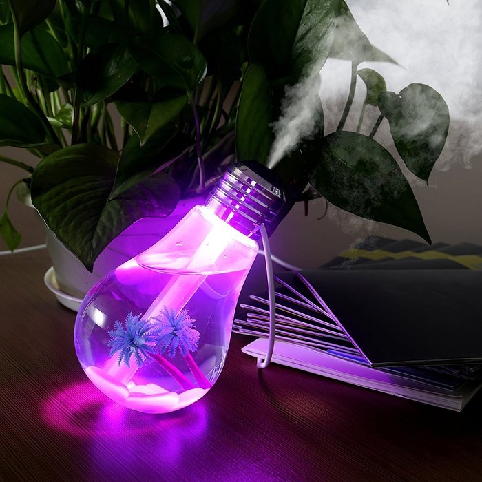 SCS ETC USB Powered Color Changing Cool Mist Bulb Humidifier-400mL Capacity-Super Quiet Operation-7 Color Nightlight N4
