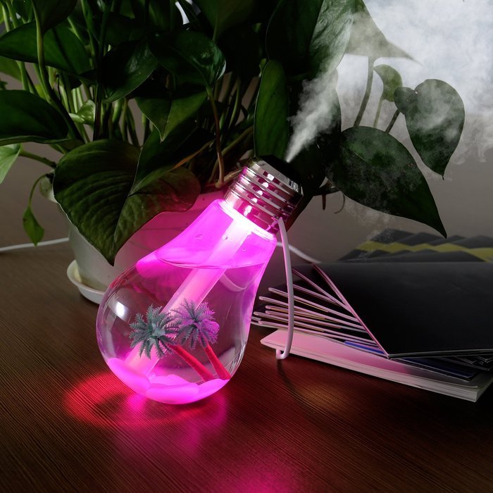 SCS ETC USB Powered Color Changing Cool Mist Bulb Humidifier-400mL Capacity-Super Quiet Operation-7 Color Nightlight N5