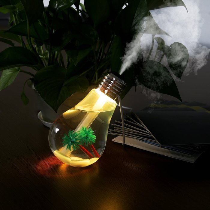 SCS ETC USB Powered Color Changing Cool Mist Bulb Humidifier-400mL Capacity-Super Quiet Operation-7 Color Nightlight N7