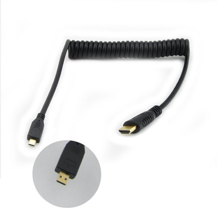 SuperBZ Coiled 1.4V HDMI Type D/Micro HDMI to HDMI cable,Coiled Micro HDMI to HDMI M/M ,Support 3D Ethernet Stretch...