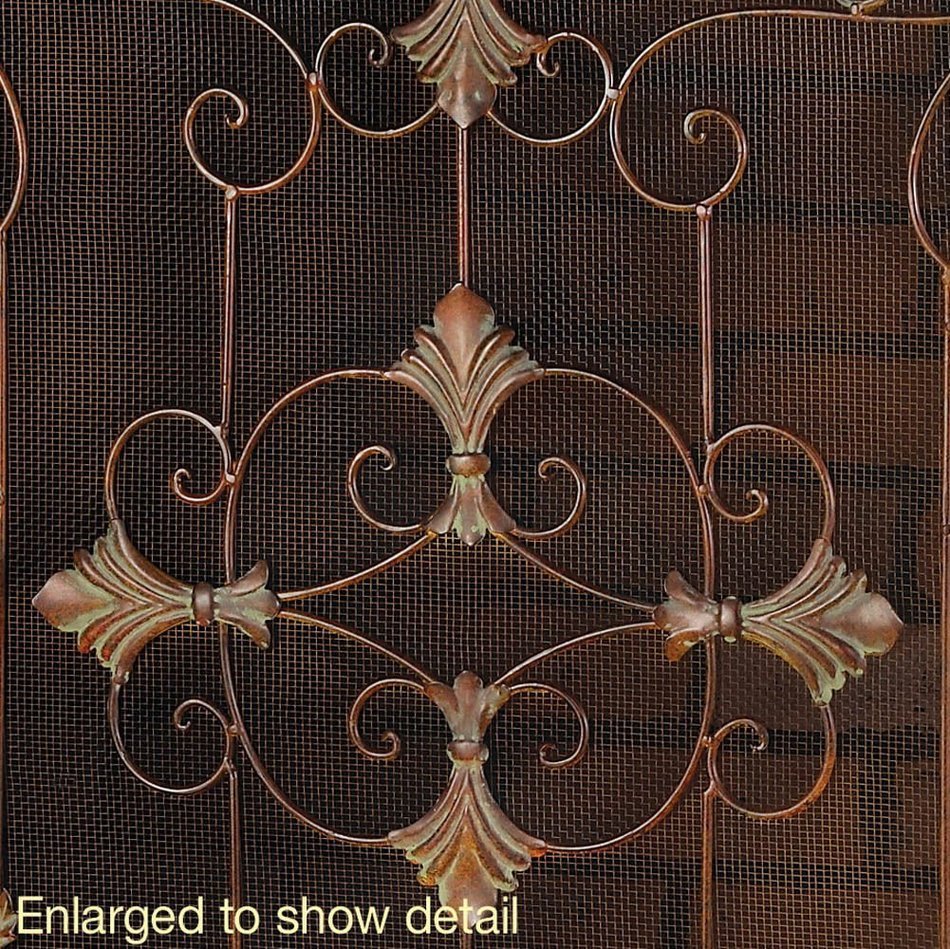 Gracelove Antique Style Wrought Iron Italian Design Folding Fireplace Screen