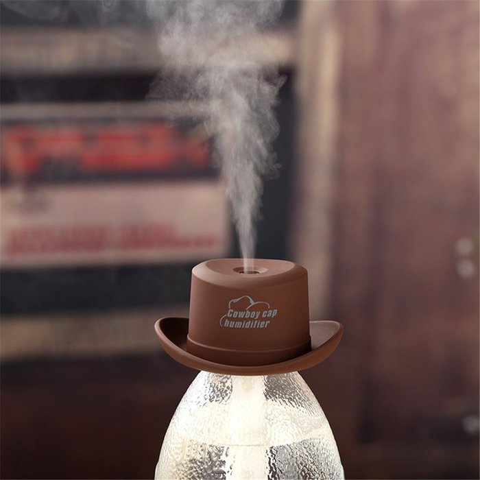 KANGVO Cowboy Cap USB Mini Portable Air Humidifier,Mini Cool Mist Humidifier Aromatherapy (Black) N9