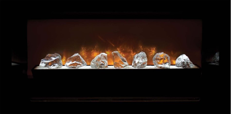 Modern Flames Home Fire Series Electric Fireplace with Glass Set and Red Herringbone Side Panels, 60-Inch N8