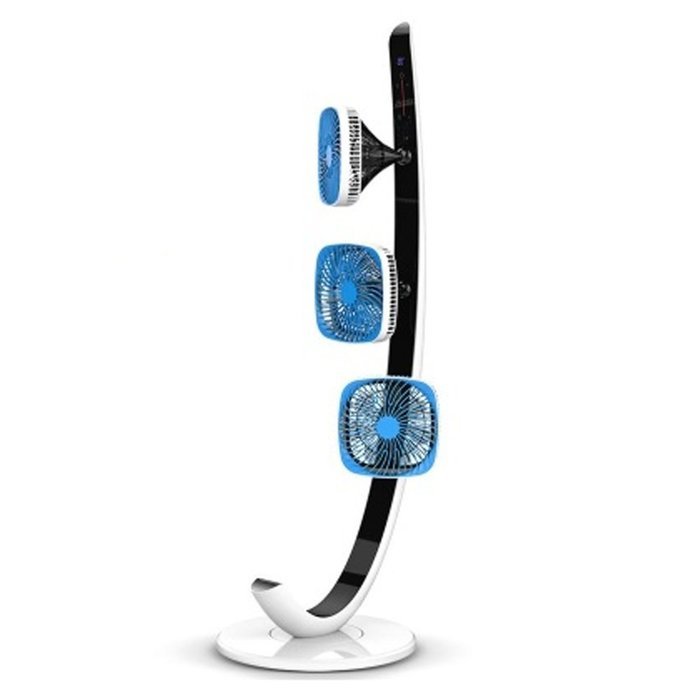SOGAR Household Electric Fan Remote Control Mute Touch Multifunction Display Timing Three Tower Fan,Blue N5