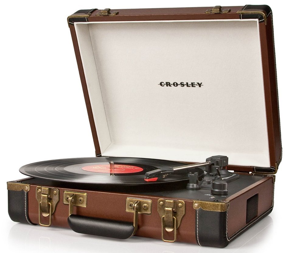 Crosley CR6019A-BR Executive Portable USB Turntable with Software for Ripping & Editing Audio, Brown & Black