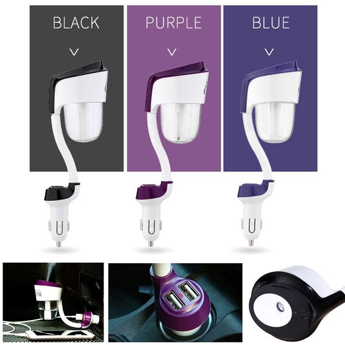 Mini Car Aromatherapy Humidifier/ Vehicle Lighter Essential Oil Diffuser Mist with Dual USB Ports for Phone Charging... N6
