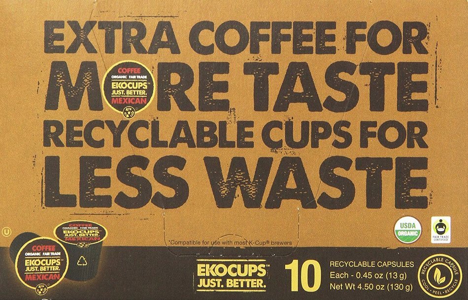 EKOCUPS Organic Artisan Mexican Coffee, Medium Roast, in Recyclable Single Serve Cups for Keurig K-cup Brewers... N7