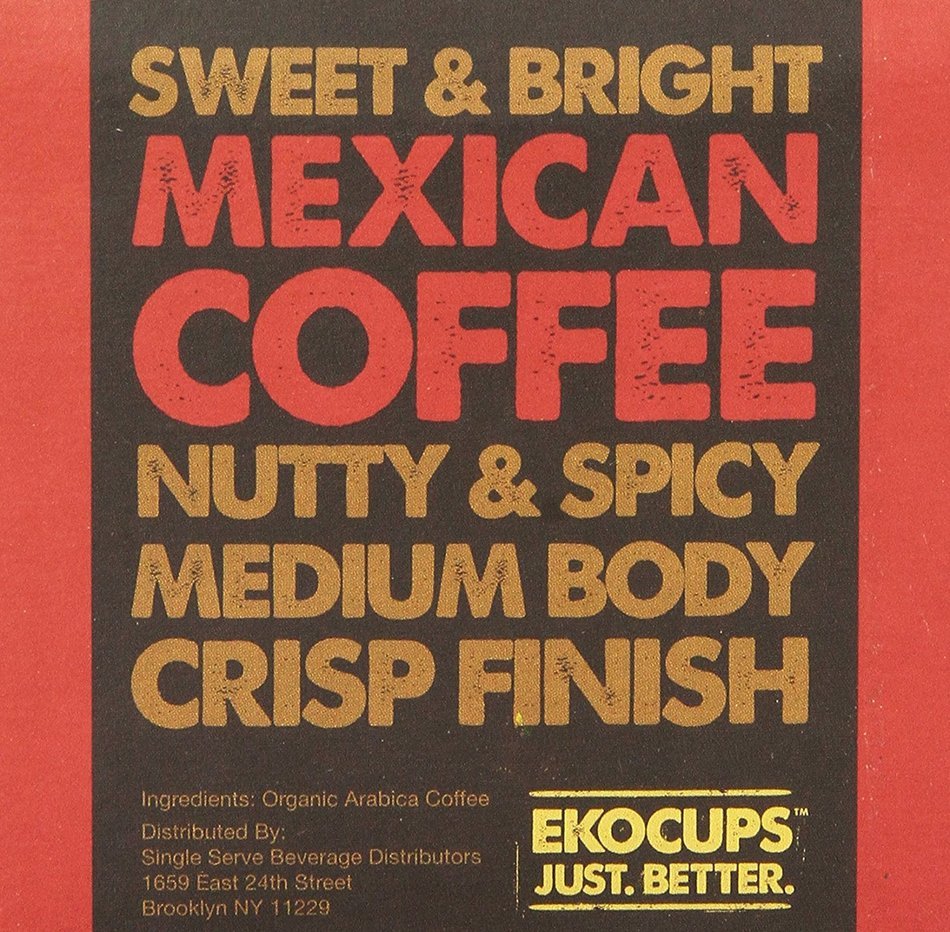 EKOCUPS Organic Artisan Mexican Coffee, Medium Roast, in Recyclable Single Serve Cups for Keurig K-cup Brewers... N8