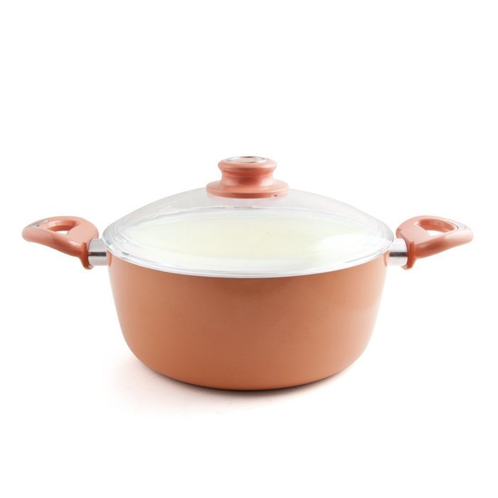 Essenso Ecotouch Lazio Enamel-Coated Dutch Oven with Nonstick Ceramic Interior, PTFE / PFOA Free, 4 Quart, Orange N11