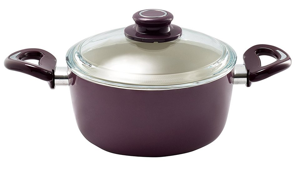 Essenso Ecotouch Lazio Enamel-Coated Dutch Oven with Nonstick Ceramic Interior, PTFE / PFOA Free, 4 Quart, Orange N12