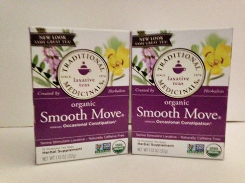 Traditional Medicine Smooth Move Laxative Tea 16 Count Tea Bags Pack of 2