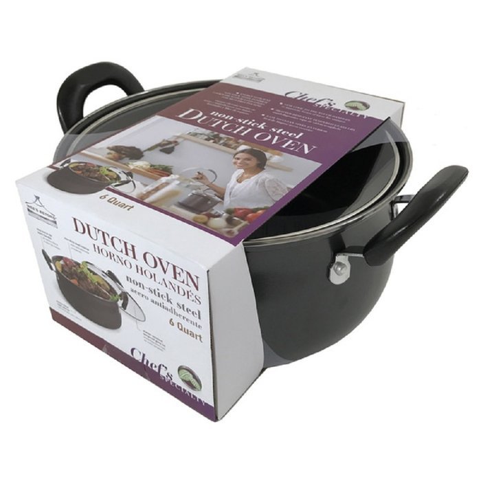 NEW! Wee's Beyond 6-quart Belly Shape Carbon Steel Dutch Oven, Black/Silver Finish N2
