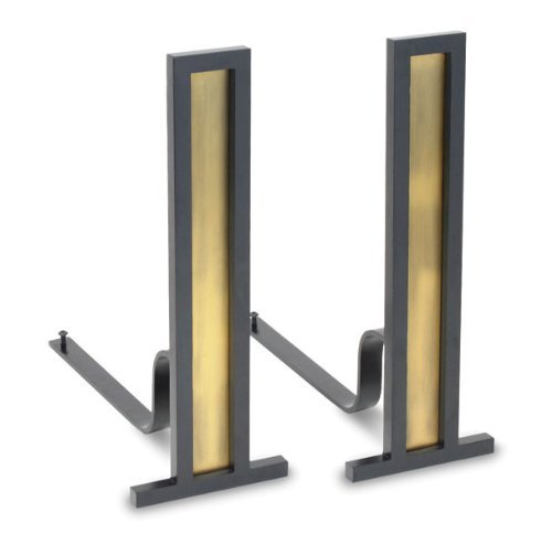 Pilgrim Home and Hearth 18675 Grand Tower Andirons, Antique Brass and Black