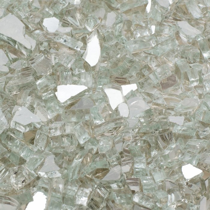 Dragon Glass 1/4" Reflective Tempered Firepit Fire Glass, 25 lb, Crystal N6