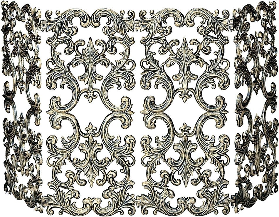 UniFlame 4-Fold Cast Aluminum Screen, Antique Gold