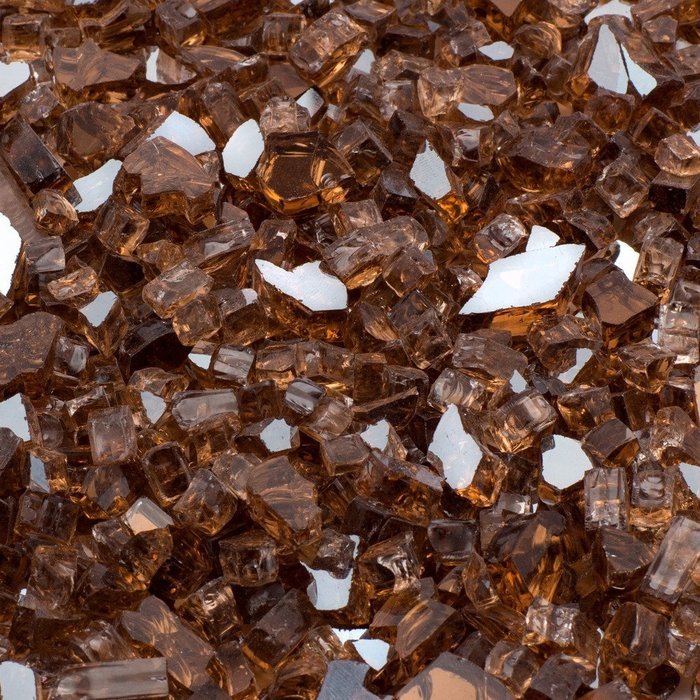 Dragon Glass 1/4" Reflective Tempered Firepit Fire Glass, 25 lb, Crystal N9