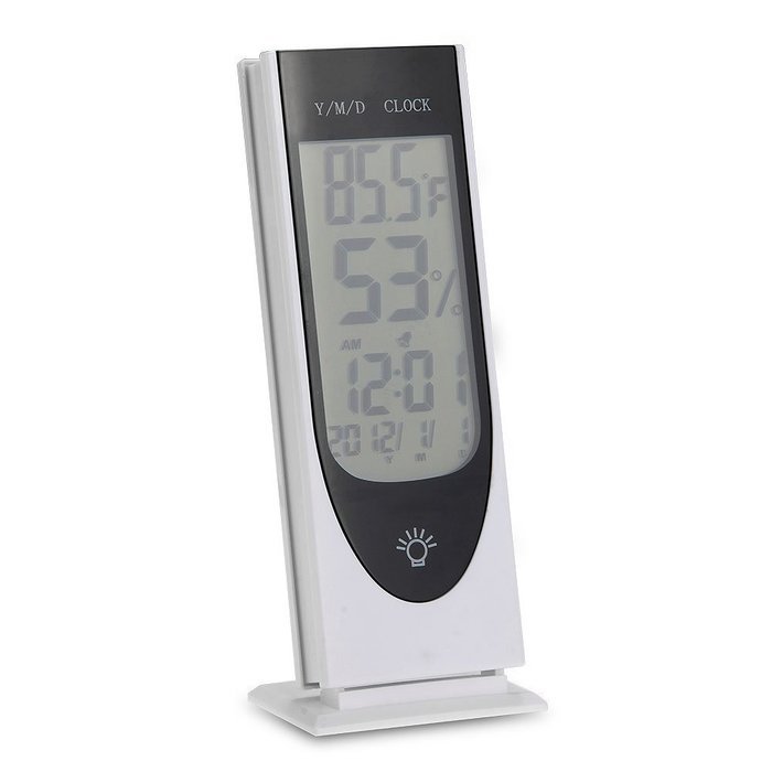 Momoday Luminous Digital LCD Hygrometer Humidity Thermometer Temperature Meter Clock(White) N6