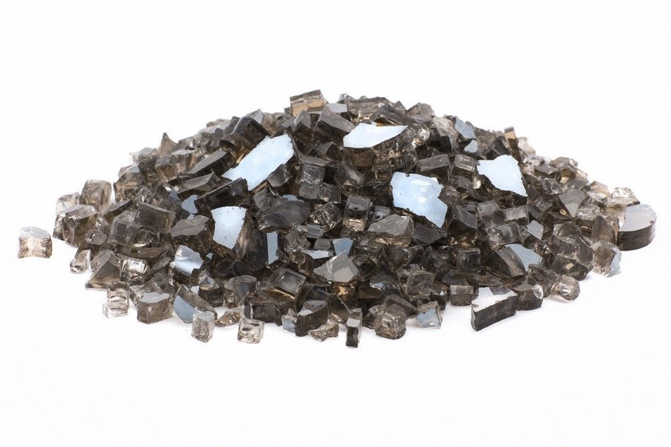 Dragon Glass 1/4" Reflective Tempered Firepit Fire Glass, 25 lb, Crystal N10