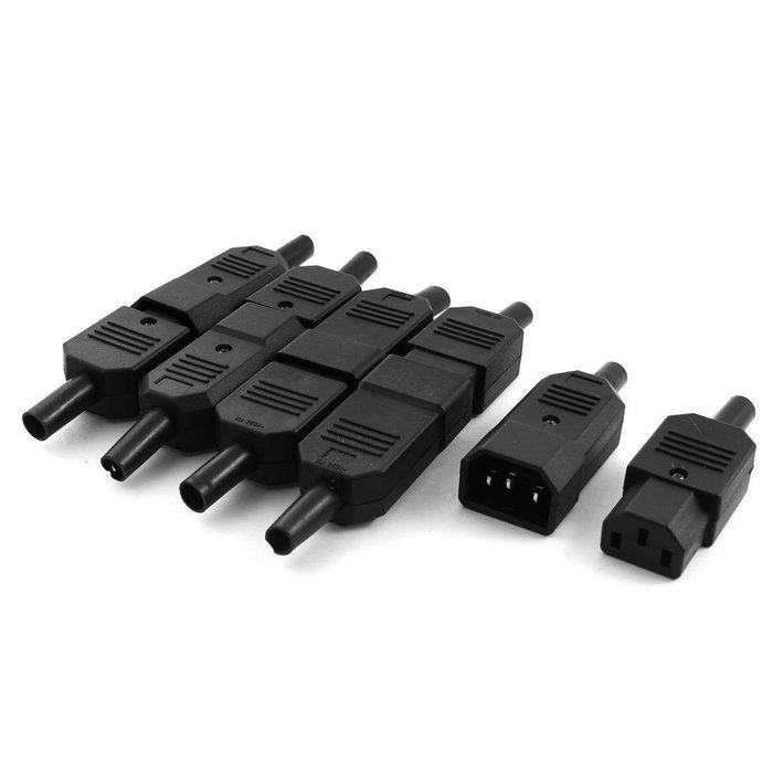 5Pairs IEC C14 Male+C13 Female Inline Rewirable Power Plug AC 250V 10A