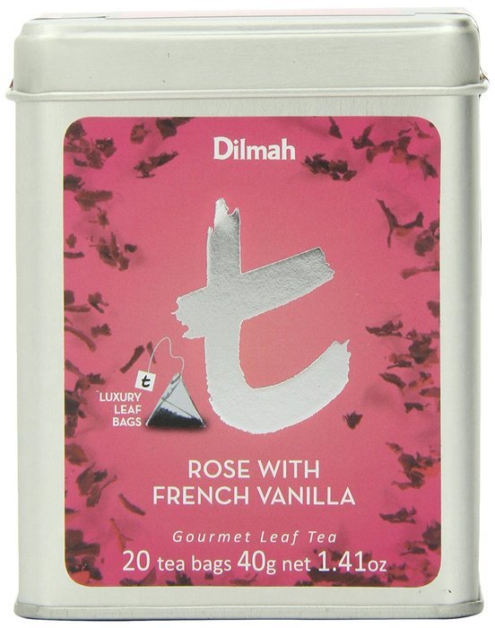 Dilmah T-Series Rose with French Vanilla, 20 Count Luxury Leaf Tea Bags N4