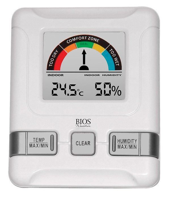 Thermor Bios Indoor Hygrometer with Bios Comfort Scale (White, 4.5-Inch x 7.25-Inch x 1.25-Inch)