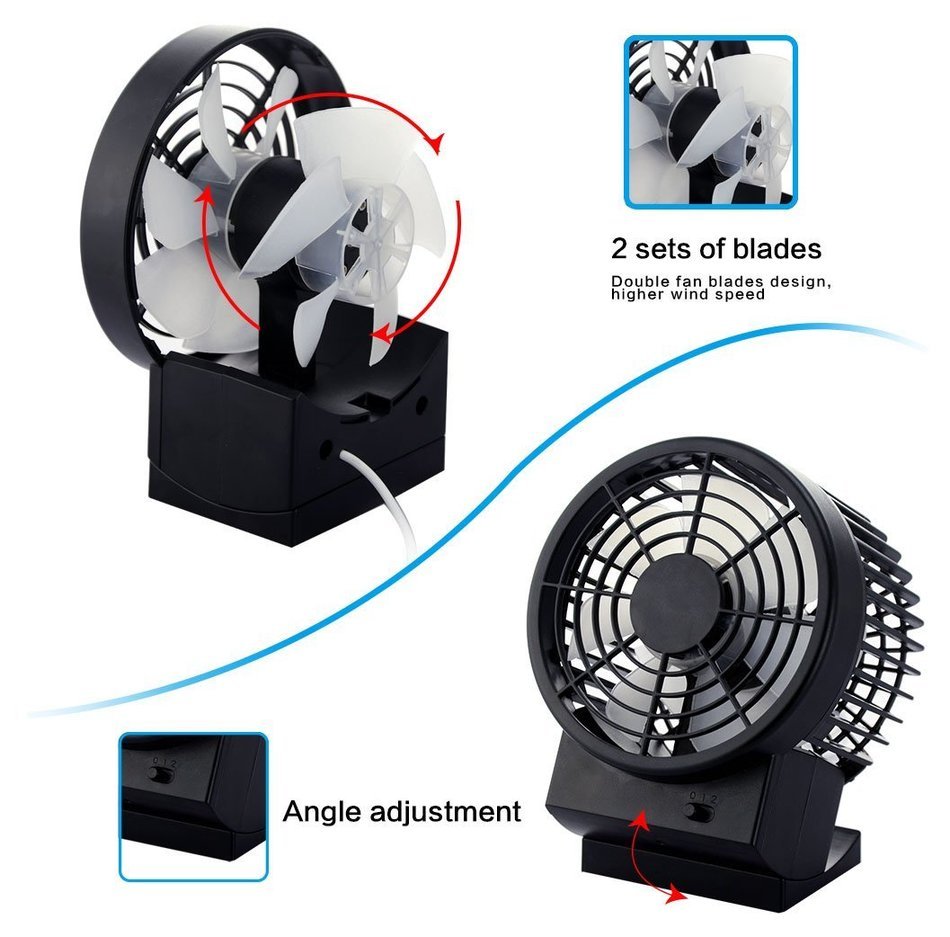 Topwell 4.7-inch USB Table Fan Desktop Fan 2-modes Double-blade USB Powered Portable Cooling Fan for PC Laptop... N9