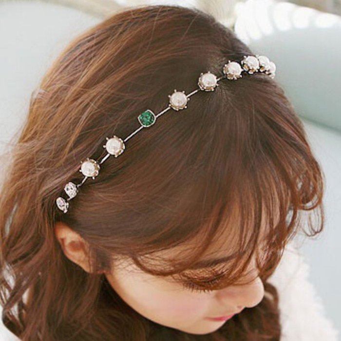Spritech(TM) Women's Sliver Bling Pure White Pearl Design with Rhinestone Hairband Headband Diamante Hairhoop... N8