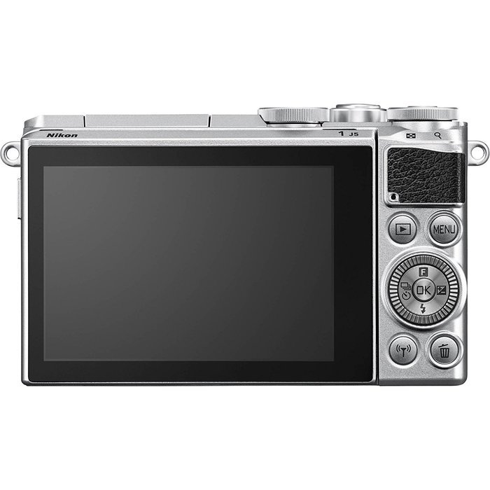 Nikon 1 J5 Wi-Fi Digital Camera & 10-30mm Lens (Silver) with 32GB Card + Battery + Strap + Case + Flex Tripod... N2