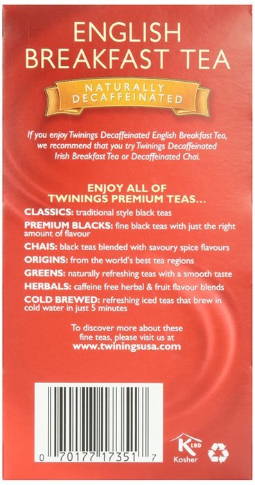 Twinings Decaffeinated English Breakfast Tea, 20 ct N2