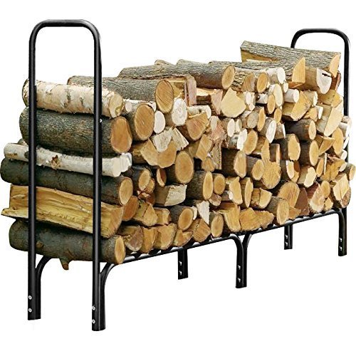 World Pride Heavy Duty Steel Firewood Log Rack Wood Storage Holder Black (8-Feet Outdoor Log Rack) N6