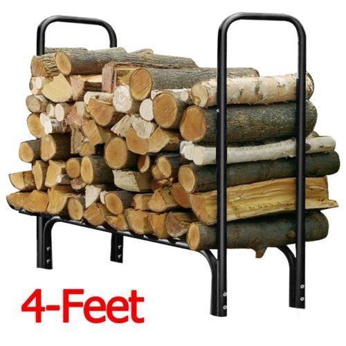 World Pride Heavy Duty Steel Firewood Log Rack Wood Storage Holder Black (8-Feet Outdoor Log Rack) N7