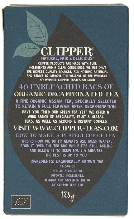 Clipper Teas - 80 Unbleached Bags of Organic Decaf Tea - 250g N6