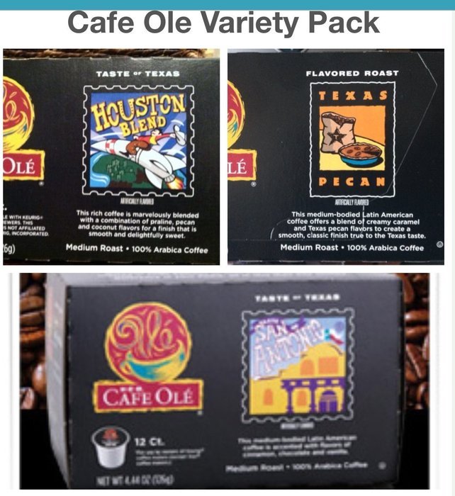 Cafe Ole K-Cup VARIETY 72 k- cups (24 San Antonio; 24 Houston; 24 Texas Pecan)