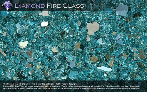 Turquoise Reflective - Fire Pit Fireplace Glass - 5 Lbs