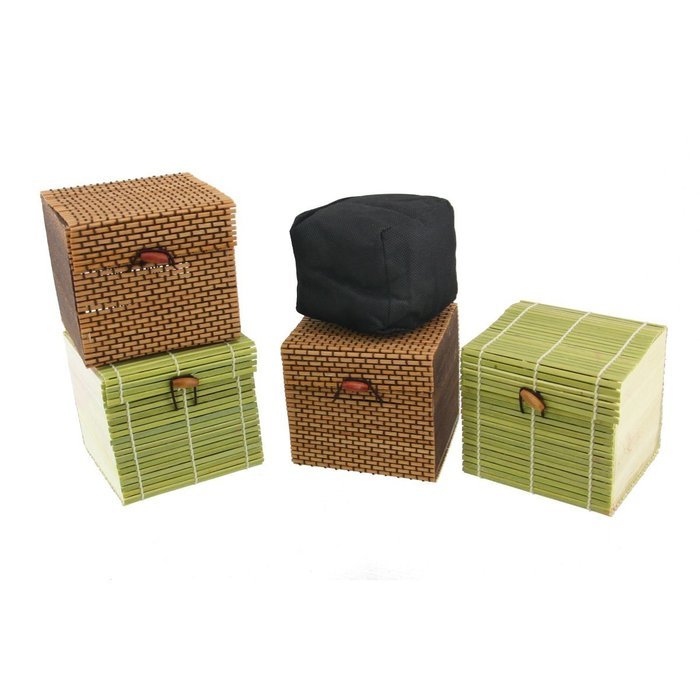 BambooMN Brand - Granulated Bamboo Charcoal Odor Absorber in Decorative 4" Box, Green and Brown 4pc N2