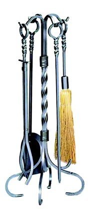 UniFlame 5 Piece Heavy Weight Natural Wrought Iron Twist Handle Fireset