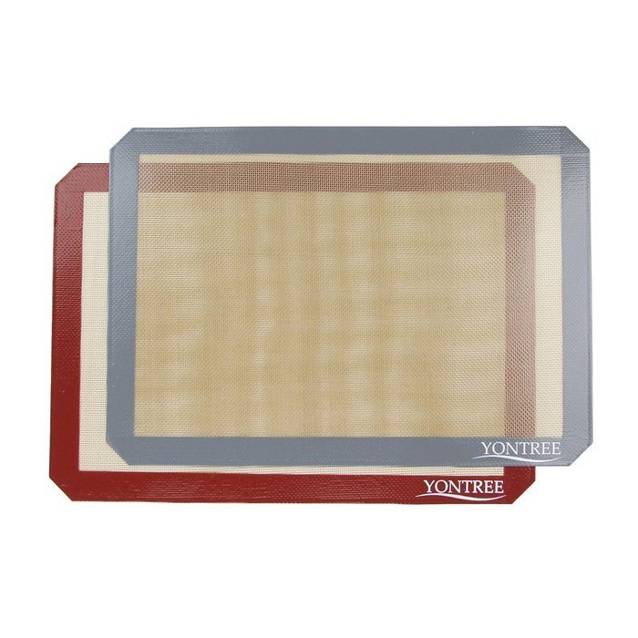 Yontree Silicone Baking Mat Cookie Sheet 2xQuarter Size Brown Base & Red Edge N35