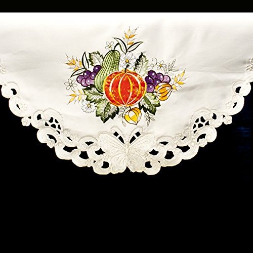 19" X 90" Wide Fireplace Mantel Scarf with Fall Pumpkins, Grapes N2