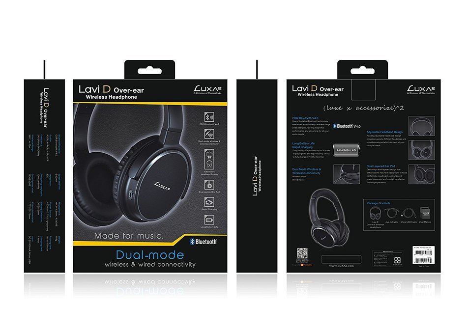 LUXA2 AD-HDP-PCLL-BK-00 Lavi L On-Ear Wireless Headphone, Black N8