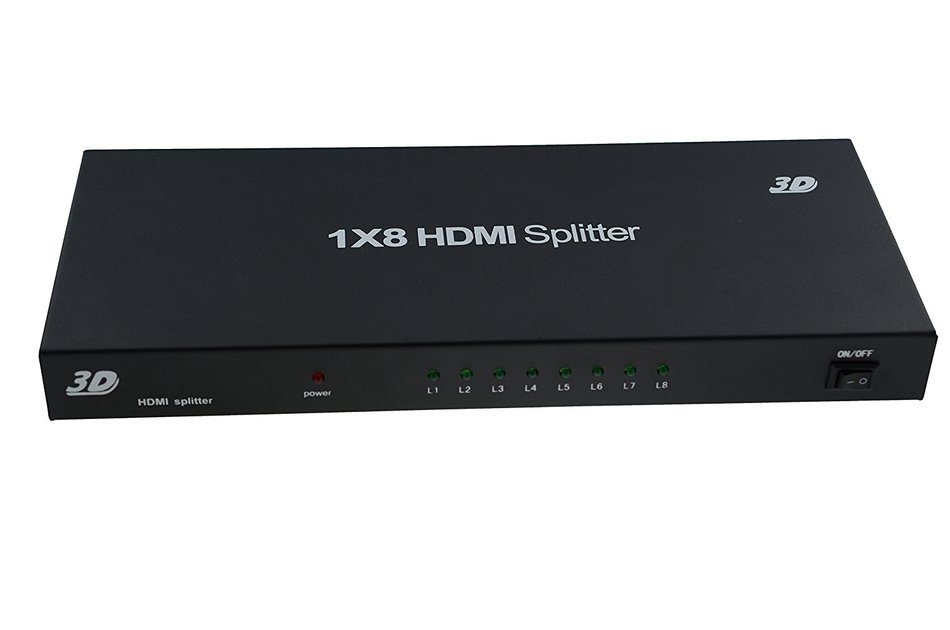 Hongye HDMI Splitter 8-Port (1x8) Amplified Powered Splitter / Signal Distributor Support HDCP 1.3 3D Full HD...