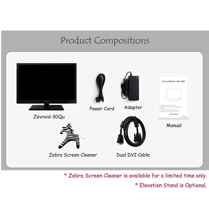 Zalcom Zevroid-30Q1 LCD Monitor 30" Zero Bright Dot with Elivation Stand