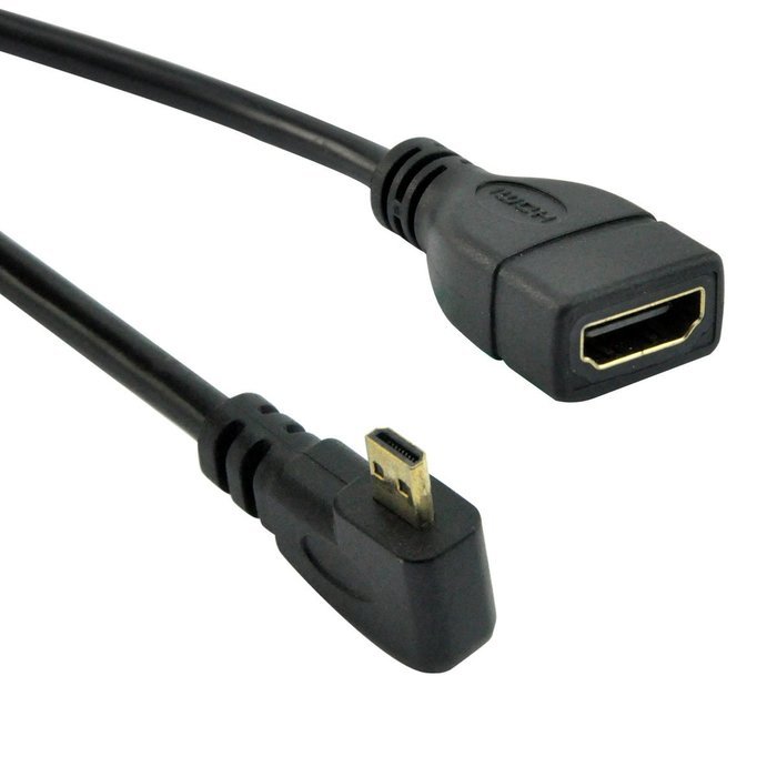 UCEC Down Angle Micro-HDMI to HDMI Cable - Male to Female - Supports Ethernet, 3D and Audio Return