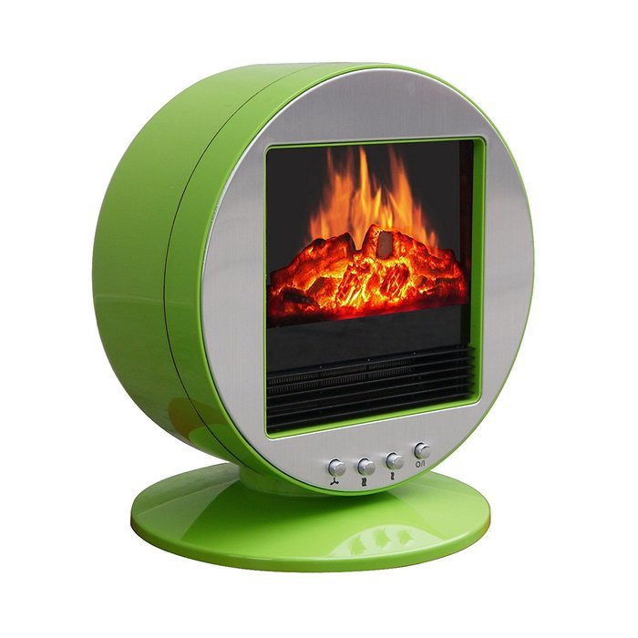 CorLiving FPE-437-F Desktop Fireplace/Space Heater, Green and Silver N6