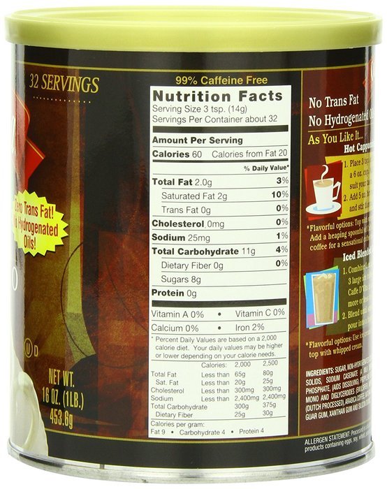 Caffe D'Vita Amaretto Instant Cappuccino, 16-Ounce Canisters (Pack of 6) N22