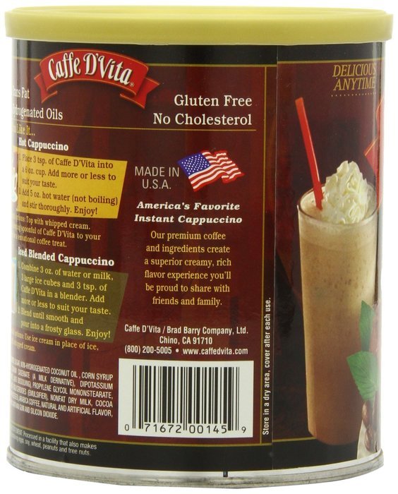 Caffe D'Vita Amaretto Instant Cappuccino, 16-Ounce Canisters (Pack of 6) N23