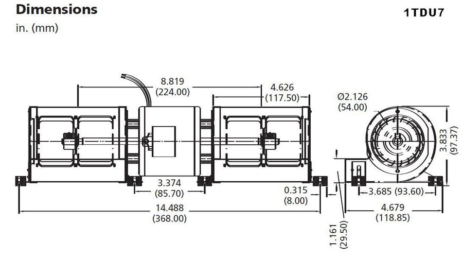 Blower, 127 cfm, 115V, 0.39A, 3200 rpm