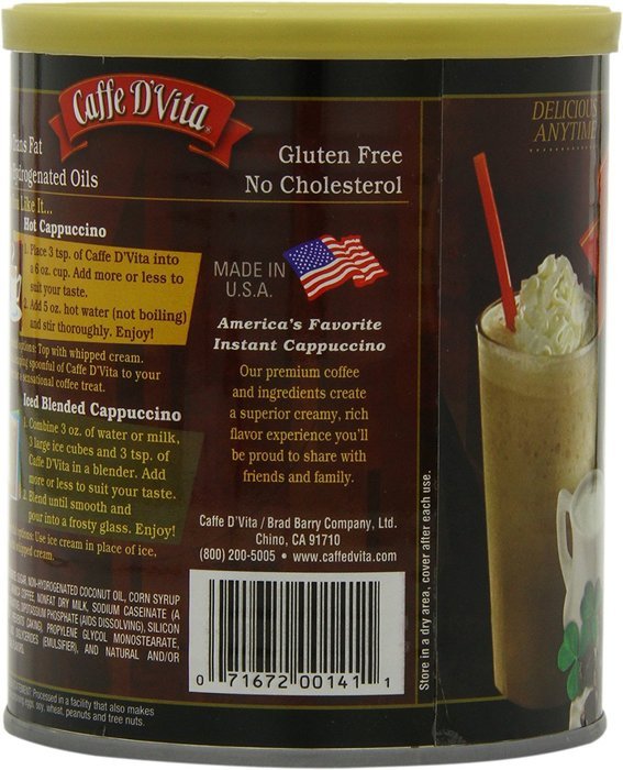 Caffe D'Vita Amaretto Instant Cappuccino, 16-Ounce Canisters (Pack of 6) N30